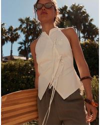 Stradivarius - Semi-wrinkled Knot Qipao Halter Top - Lyst