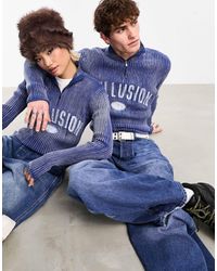 Collusion - Branded Applique Half Zip Distressed Track Top - Lyst