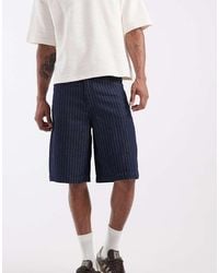 ASOS - Lightweight Loose Striped Denim Jorts - Lyst