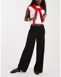Vero Moda - Button Detail Wide Leg Trousers - Lyst