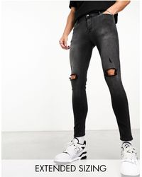 ASOS - Spray On Jeans With Power Stretch Denim With Knee Rips - Lyst