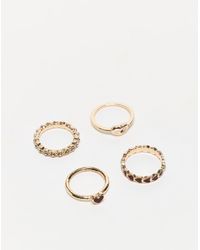 ASOS - Set Van 4 Ringen Met Harten - Lyst