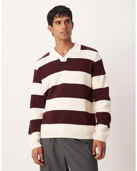 ASOS - – langärmliges rugby-poloshirt aus strickstoff mit streifen - Lyst