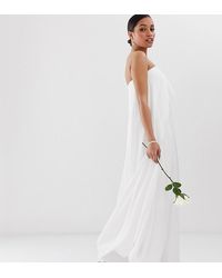 ASOS Petite Floaty Cape Back Wedding Jumpsuit - White