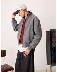 ASOS - Giacca Bomber Oversize Effetto Lana Con Collo A Imbuto - Lyst