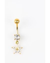 Lovisa - Plated Titanium Cubic Zirconia Flower Drop Belly Bar - Lyst