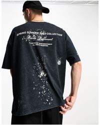 Good For Nothing - T-shirt oversize nera con lavaggio acido e stampa di aquila vintage - Lyst
