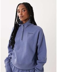 Calvin Klein - French Terry Brushed Quarter Zip Sweatshirt Co-Ord With Piping Detail - Lyst