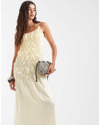 Muse Assembly - Amelia Vestido Largo Con Frunces-Amarillo - Lyst