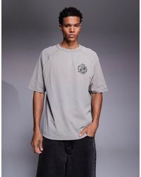 ASOS - Oversized T-Shirt Van Zware Stof Met Raglanmouwen En Print Op De Borst - Lyst