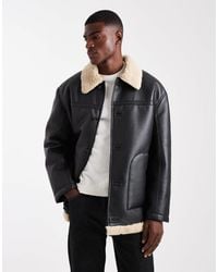 ASOS - Oversized Aviator Jacket With Contrast Collar - Lyst