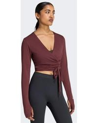 adidas - 3-Stripes Studio Soft Ballet Wrap Long-Sleeve Top - Lyst