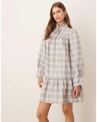 Glamorous - Tiered Mini Dress With Neck Ruffle - Lyst