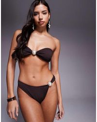 South Beach - High Rise Bikini Bottom With Pearl Detail - Lyst