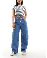 ASOS - Vaqueros De Pernera Barrel Ancha Con Detalle De Bragueta De Botones De - Lyst