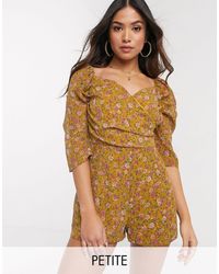 Boohoo Желтый Ромпер С Цветочным Принтом