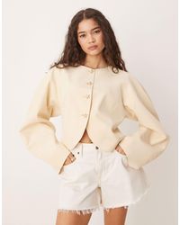 ASOS - High Neck Cocoon Sleeve Blazer With Gold Starfish Buttons - Lyst