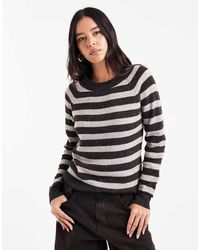 Vero Moda - Maglione Lavorato A Righe Color Cioccolato E Mélange Con Scollo Rotondo - Lyst