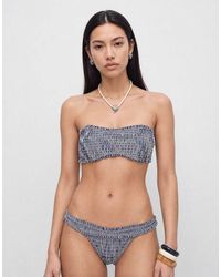 ASOS - Scarlet Stripe Shirred Bandeau Bikini Top - Lyst