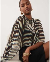 ASOS - Sheer Mesh High Low Cape Top - Lyst