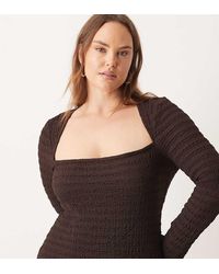 ASOS - Asos Design Curve Co-Ord Textured Square Neck Flare Sleeve Top - Lyst
