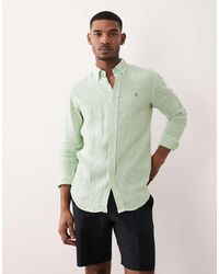 Polo Ralph Lauren - Icon Logo Striped Linen Long Sleeve Shirt - Lyst