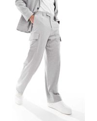 ASOS - Pantalon Met Wijde Pijpen, Cargozakken En Micro Textuur - Lyst