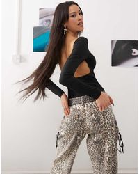 Princess Polly - Body Sinuoso A Maniche Lunghe A Doppio Strato Con Schiena Scoperta E Scollo Ampio - Lyst