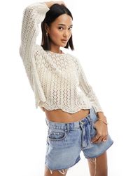 ONLY - Wide Sleeve Crochet Top - Lyst