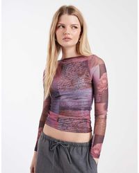 Cotton On - Ashley Mesh Graphic Long Sleeve Top - Lyst