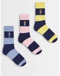 Polo Ralph Lauren - 3 Pack Embroidered Bear Socks Gift Set - Lyst