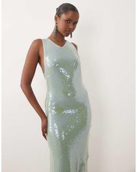 ASOS - Sequin High Neck Maxi Dress With Open Knot Back - Lyst