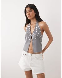 Mango - Button Embellished Halter Neck Knitted Vest Top Co-ord - Lyst