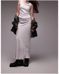 TOPSHOP - Satin Bias Maxi Skirt With Elastic Waist Band - Lyst