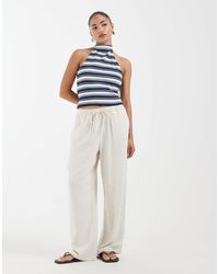Only Petite - Linen Mix Pull On Wide Leg Trouser - Lyst