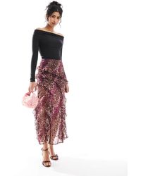 Miss Selfridge - Jupe mi-longue à volants étagés et imprimé léopard - Lyst