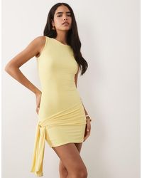 Missy Empire - Double Sculpted Slinky Wrap Drape Detail Mini Dress - Lyst