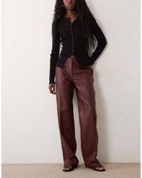 GOOD AMERICAN - Faux Leather Low Rise Straight Leg Pants - Lyst