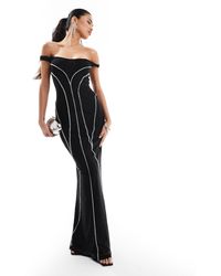 ASOS - Bardot Maxi Dress With Contrast Exposed Seams - Lyst