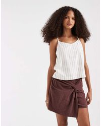 Pieces - Textured Cotton High Waisted Knot Detail Skort - Lyst