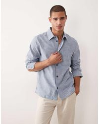 Mango - Linen Mix Long Sleeve Stripes Shirt - Lyst