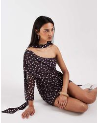 BRONZE SNAKE - Nicolina Off Shoulder Long Sleeve Mini Dress - Lyst