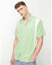 Sergio Tacchini - Camisa color crema y verde a rayas con cuello - Lyst