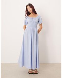 esmé studios - Esmee Puff Sleeve Tie Front Maxi Beach Dress - Lyst