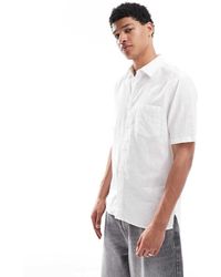 Only & Sons - Camisa Blanca De Corte Estándar Y Manga Corta De Mezcla De Lino De -Verde - Lyst