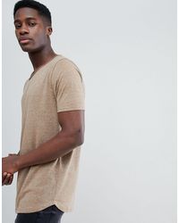 ASOS - Relaxed Longline T-shirt With Raw Scoop Neck And Curve Hem - Lyst