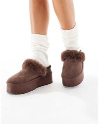 SEQWL - Faux Fur Flatform Mules - Lyst