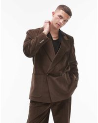 TOPMAN - Oversized Double Breasted Cord Suit Jacket - Lyst