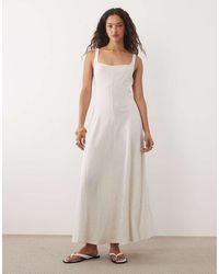 ASOS - Linen Blend Seam Detail Maxi Dress - Lyst