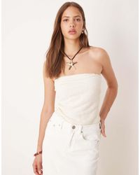 ASOS - Crochet Semi Sheer Long-Line Bandeau Top - Lyst